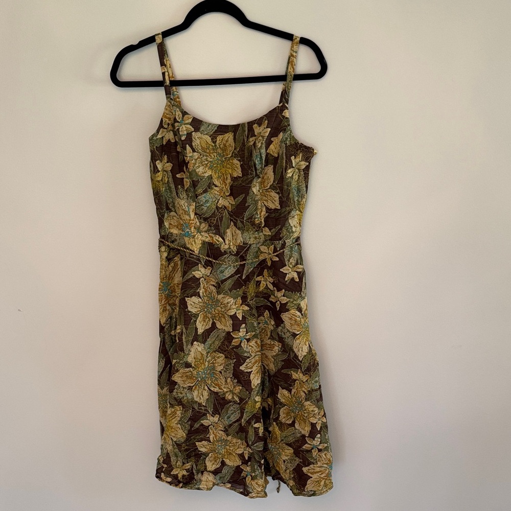 Robin Jordan Floral Mini Dress in Brown and Green